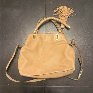 Vince Camuto Tan Pebbled Leather Satchel with Tassel  (CHECK DESCRIPTION)